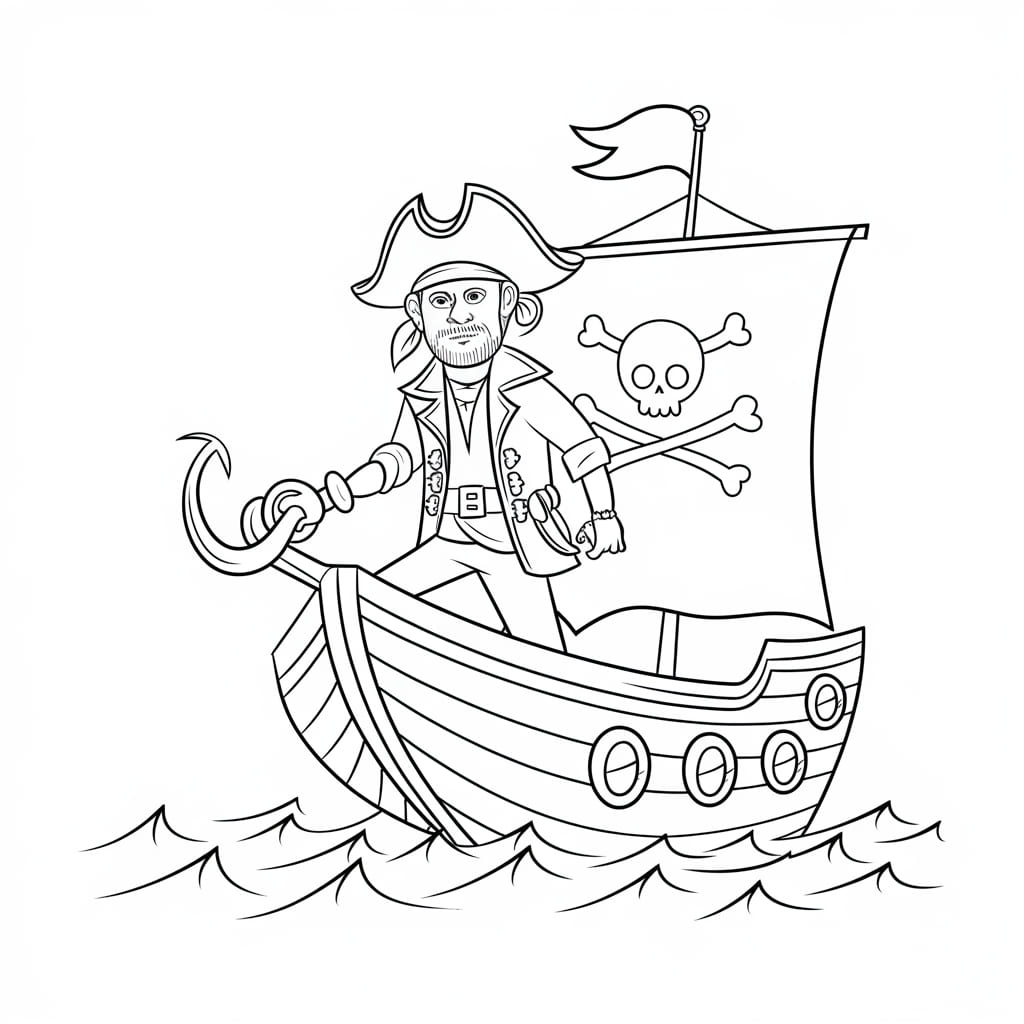 Desenho de Piratas Em Pequenos Barcos para colorir