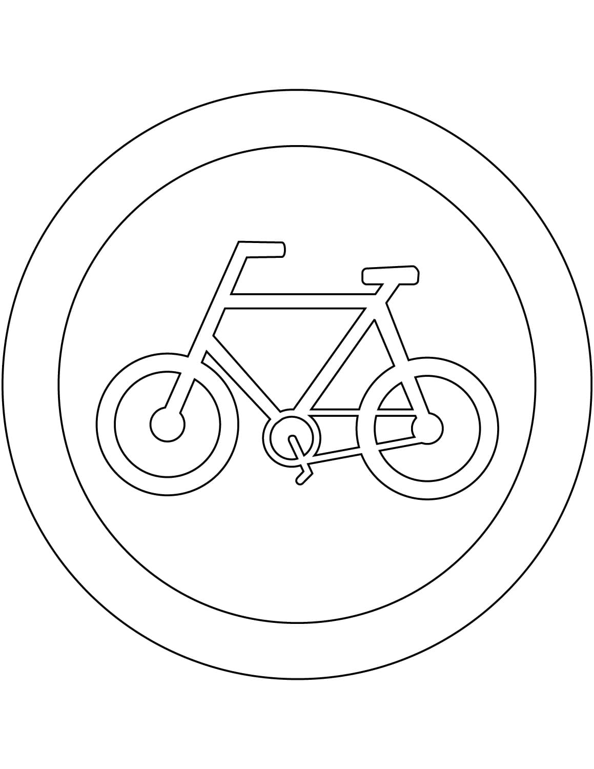 Desenho dePlaca Circulação de Bicicletas para colorir