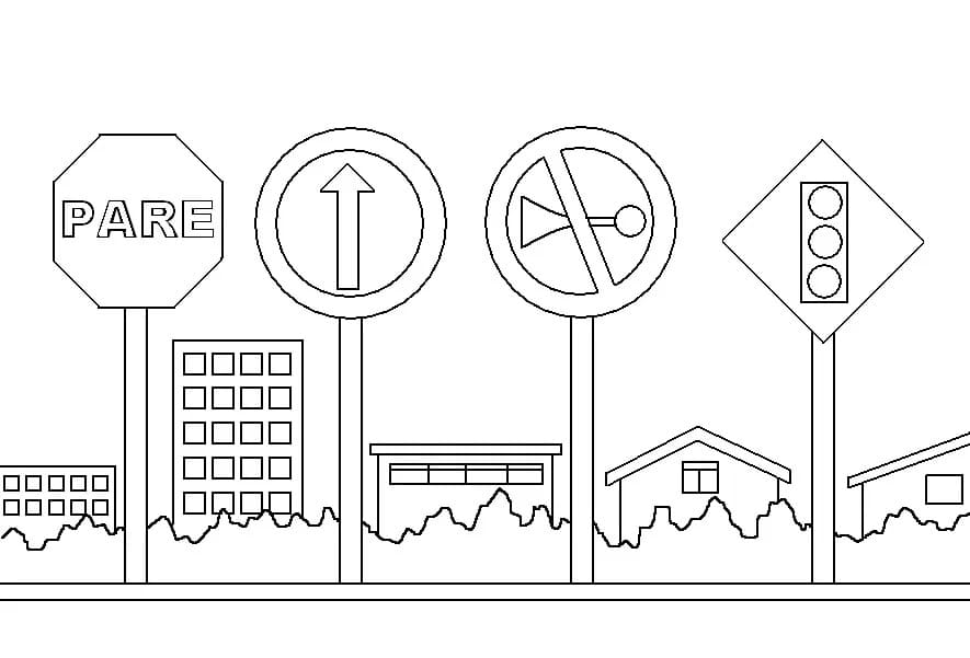 Desenhos de Placas de Trânsito para colorir