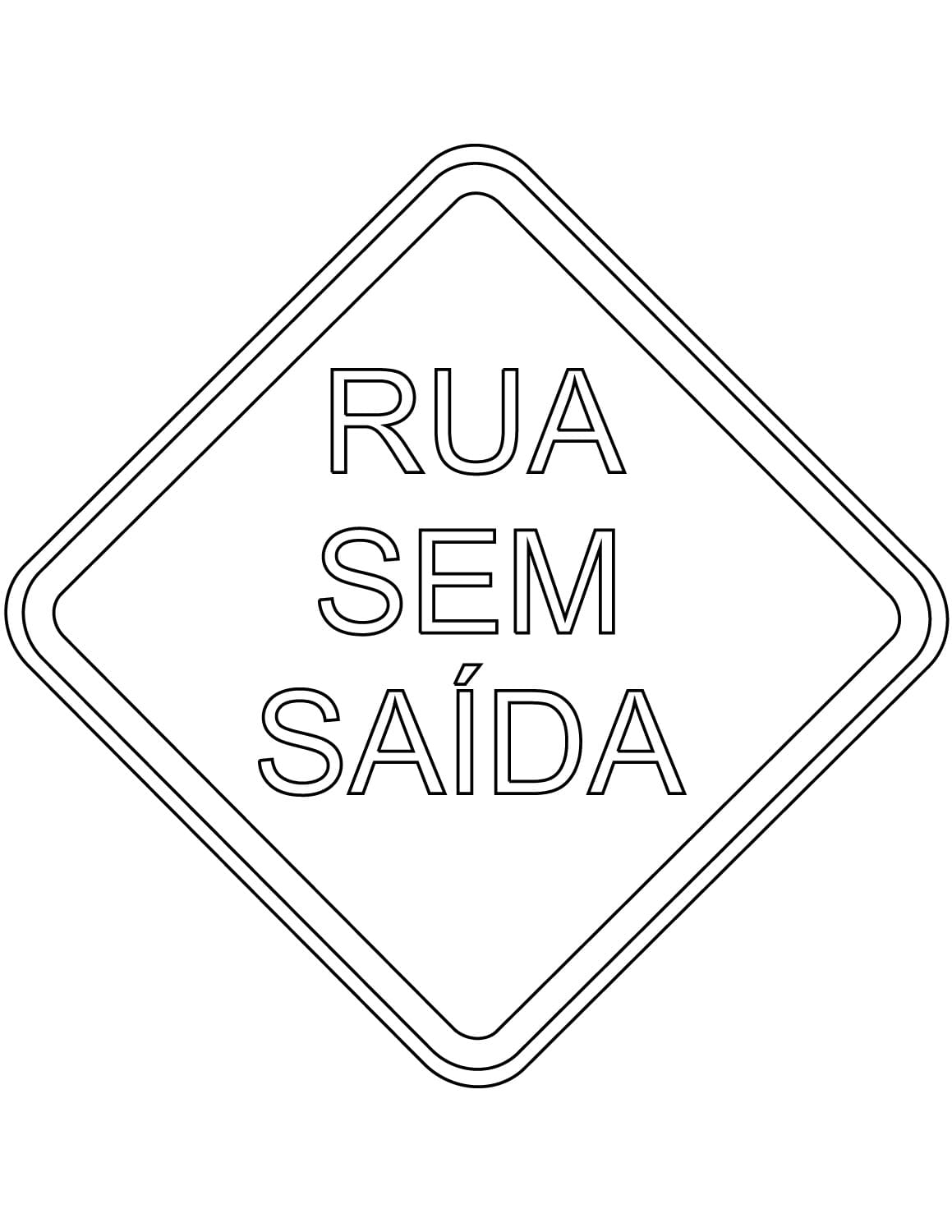 Desenho dePlacas de Trânsito Rua sem Saída para colorir