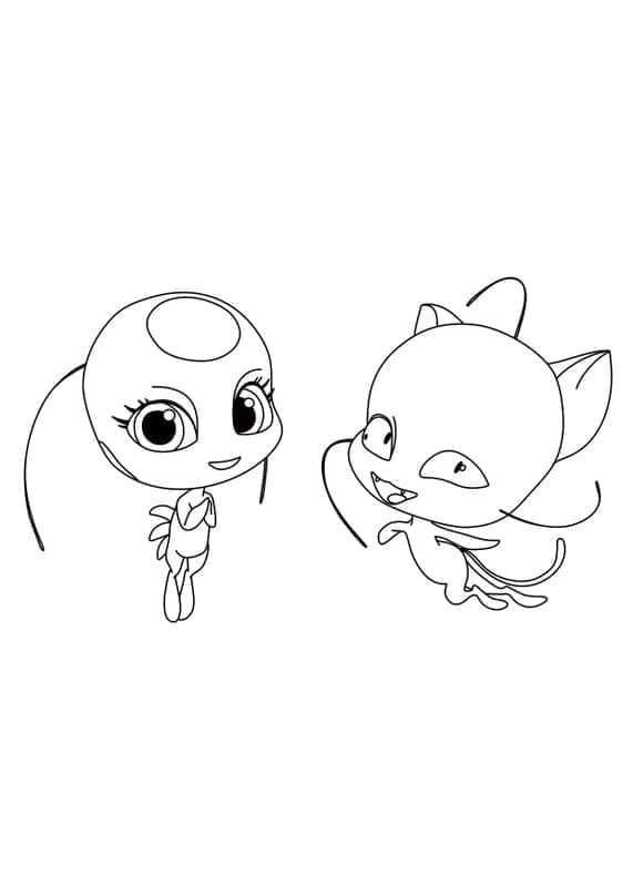 Desenho dePlagg e Tikki de Miraculous Ladybug para colorir