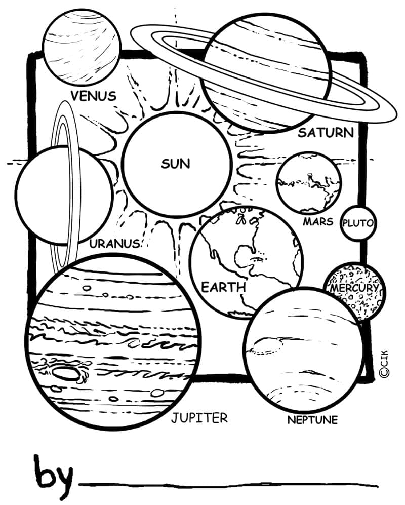 Desenho dePlanetas do Sistema Solar para colorir