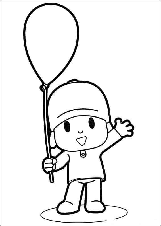 Desenho de Pocoyo com Balão para colorir