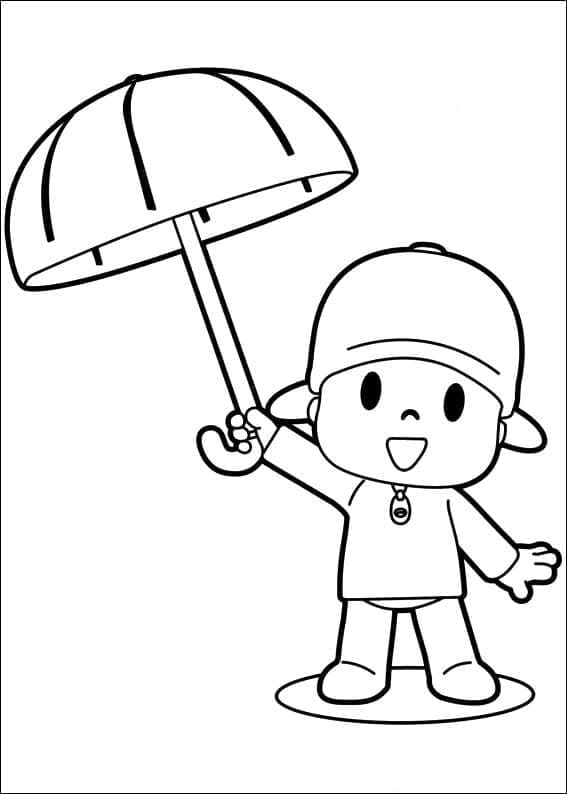 Desenho dePocoyo com Guarda-chuva para colorir