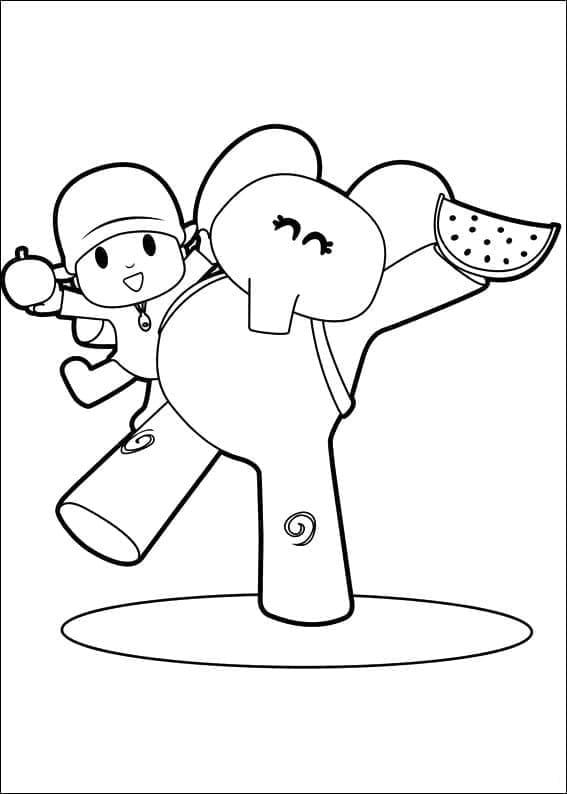 Desenho de Pocoyo e Elly para colorir