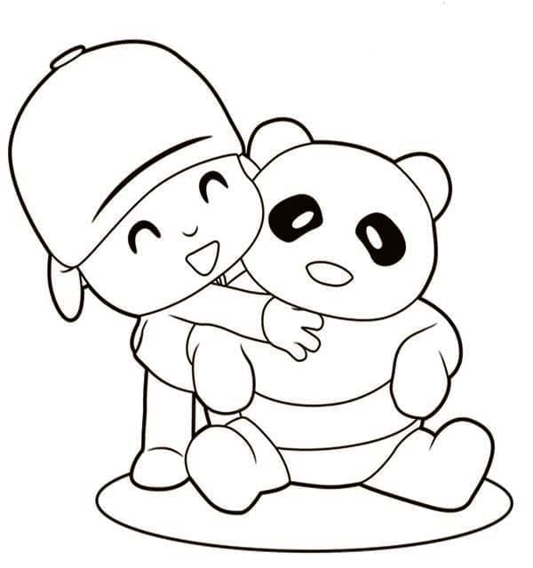 Desenho dePocoyo e Panda para colorir