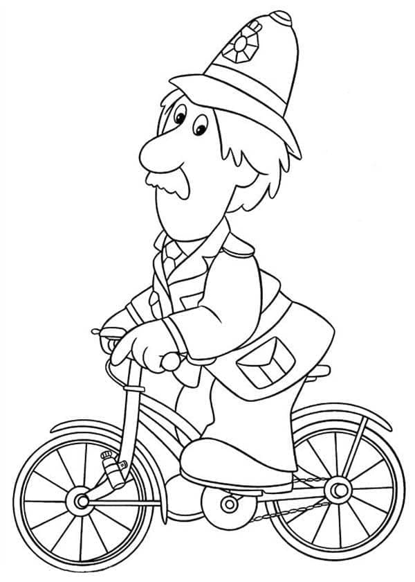 Desenho dePolicial Anda de Bicicleta para colorir