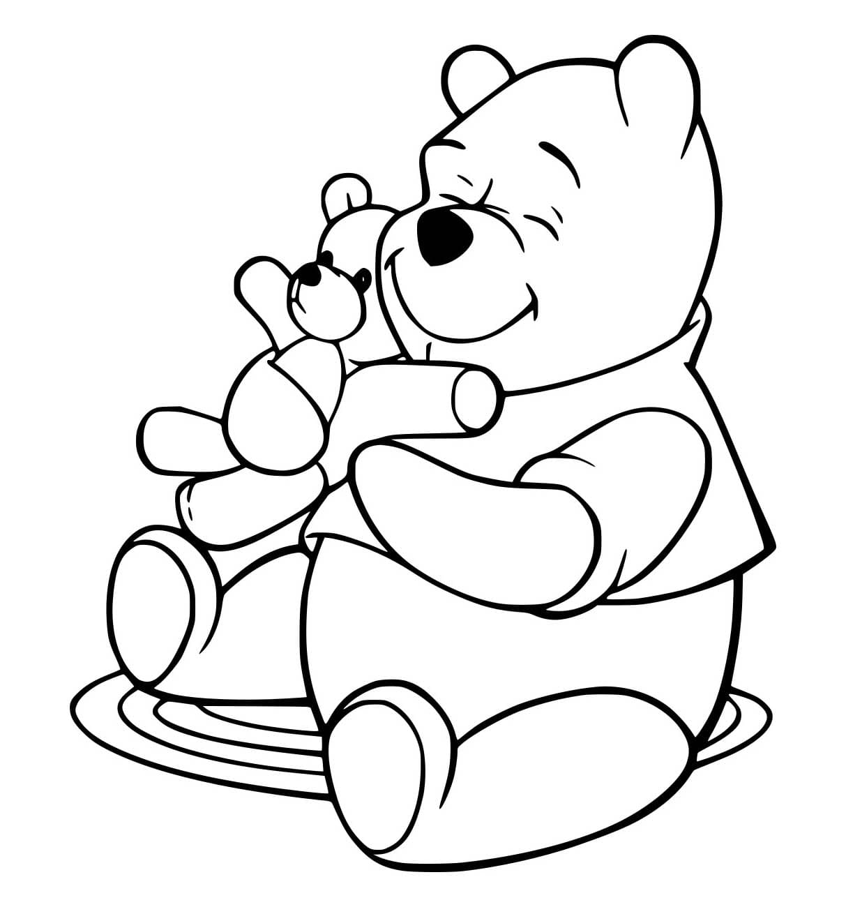 Desenho dePooh Com Um Urso Brinquedo para colorir