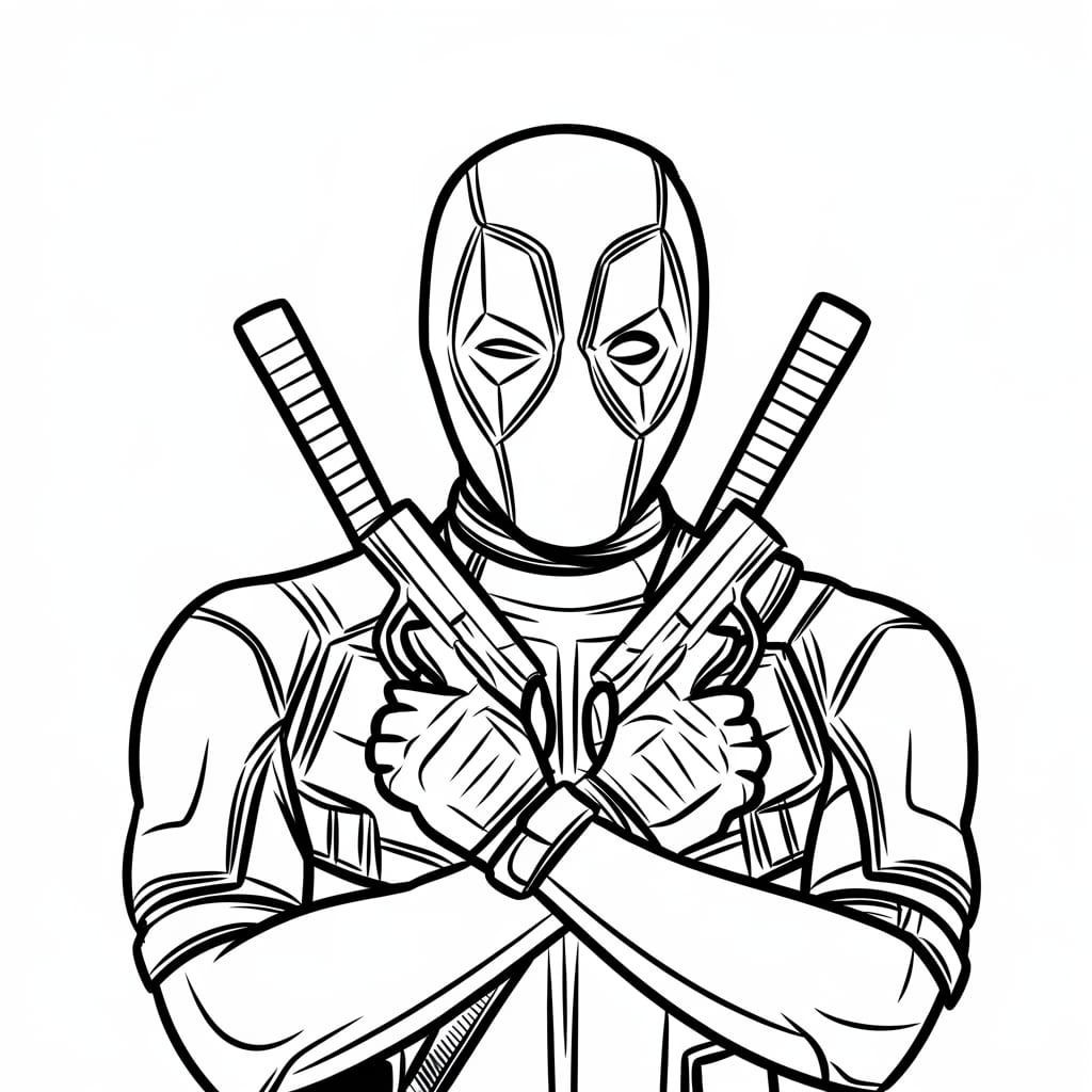 Desenho dePoses De Deadpool para colorir