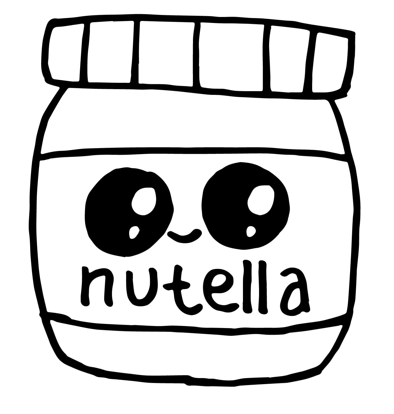 Desenho dePote de Nutella Kawaii para colorir