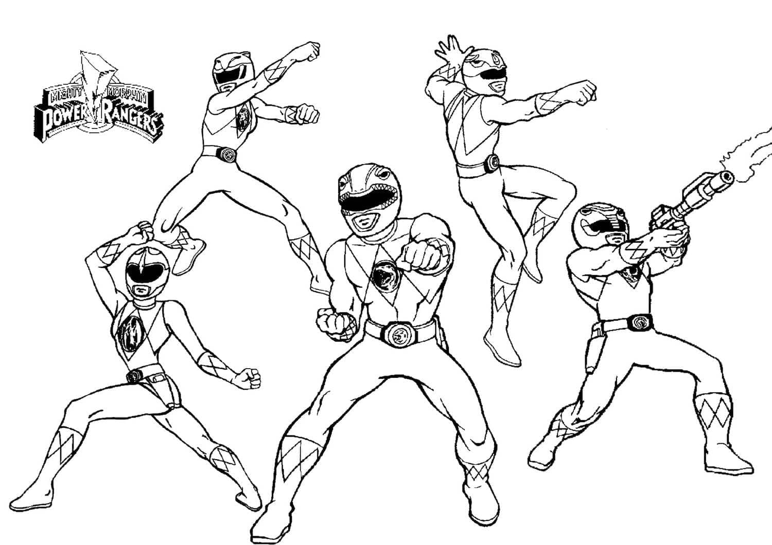 Desenho de Power Rangers Imprimível Para Crianças para colorir