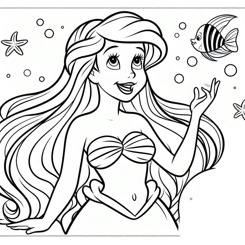 Desenho dePrincesa Ariel Disney para colorir