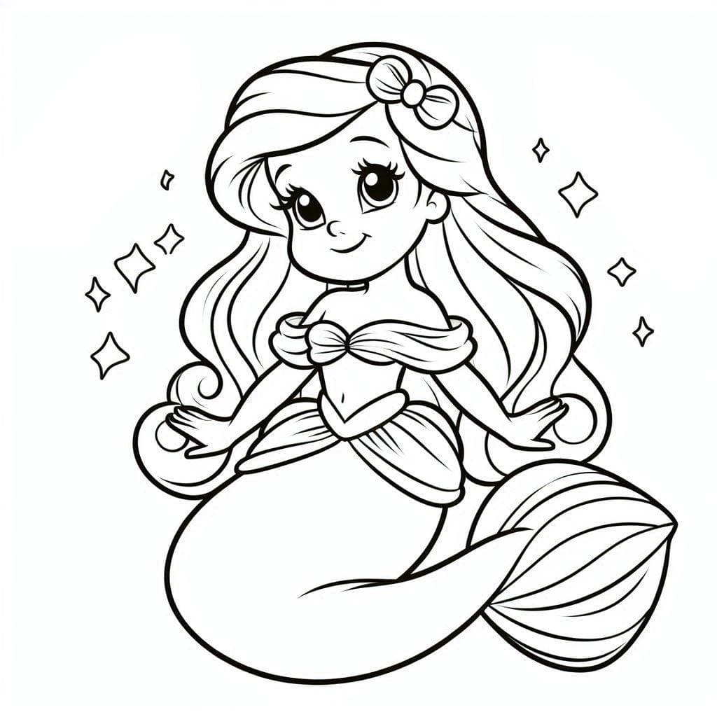 Desenho dePrincesa Ariel Feliz para colorir