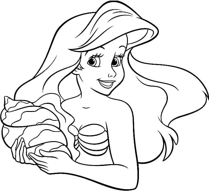 Desenho dePrincesa Ariel Feliz para colorir