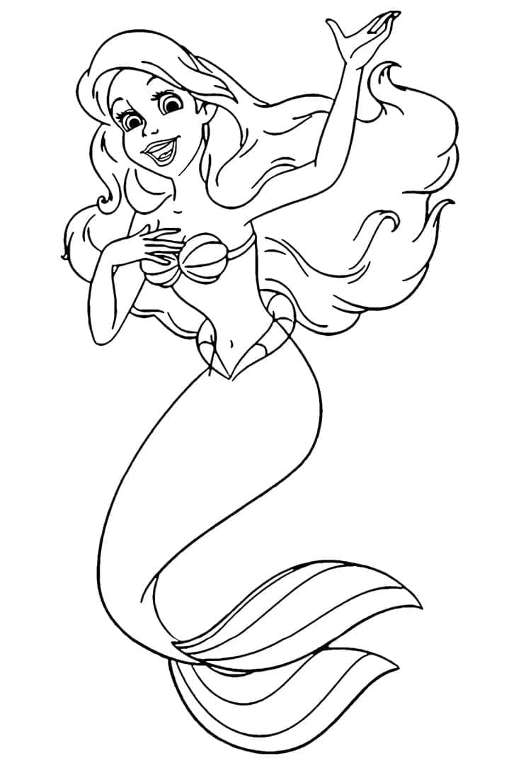 Desenho dePrincesa Ariel Fofa para colorir