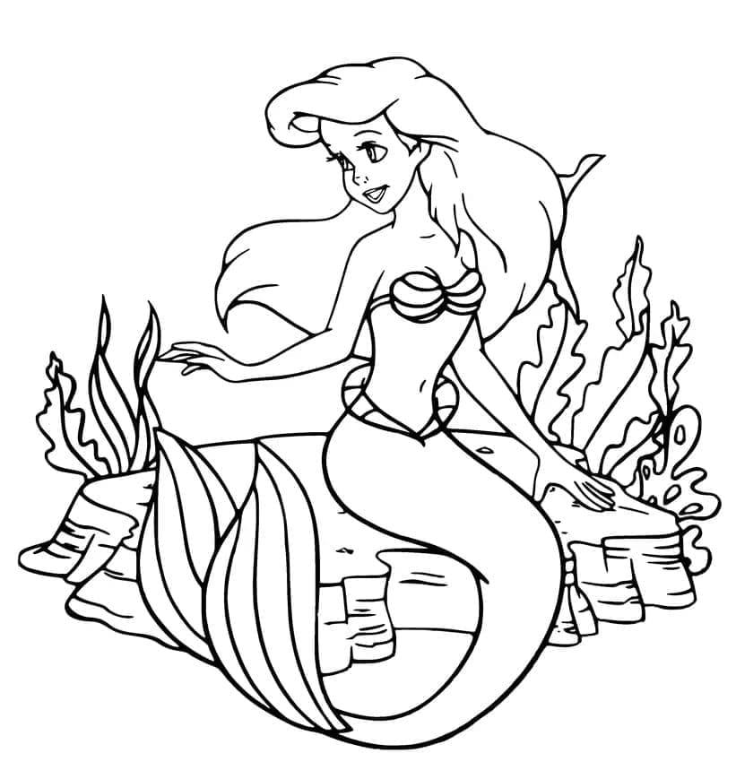 Desenho dePrincesa Ariel Muito Feliz para colorir