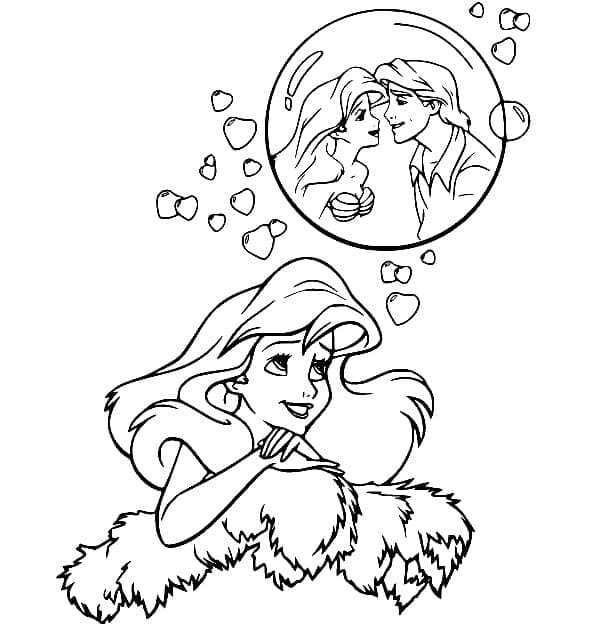 Desenho dePrincesa Ariel Sonhando para colorir