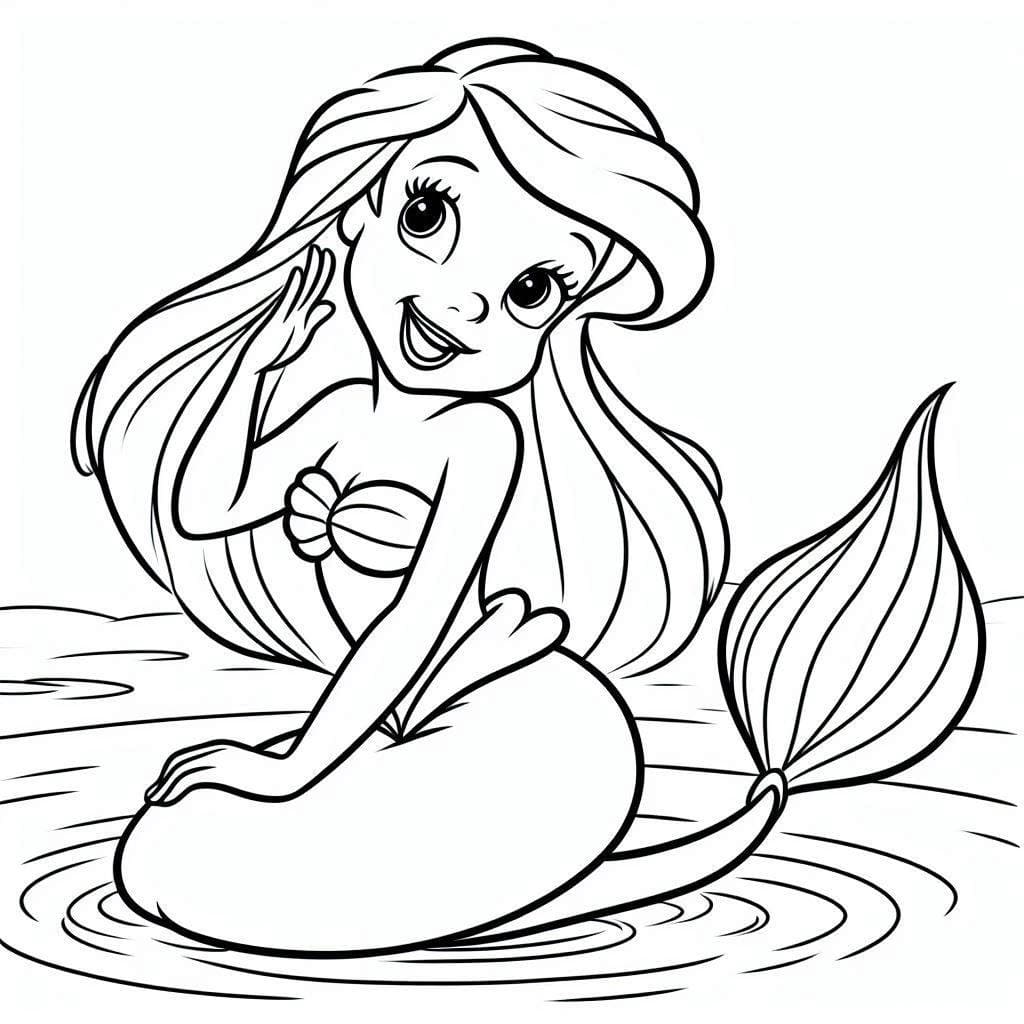 Desenho dePrincesa Ariel de Disney para colorir