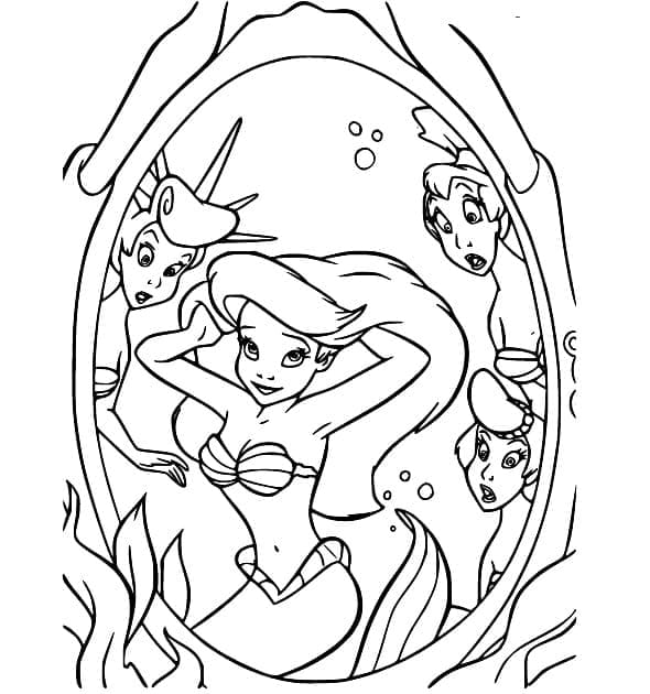 Desenho dePrincesa Ariel de Pequena Sereia para colorir