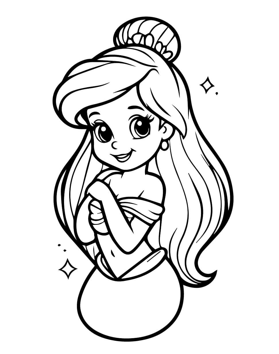 Desenho dePrincesa Ariel muito Linda para colorir