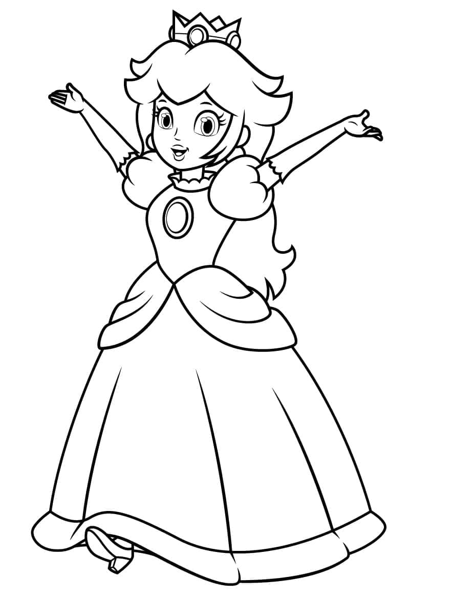 Desenho dePrincesa Peach Alegre para colorir