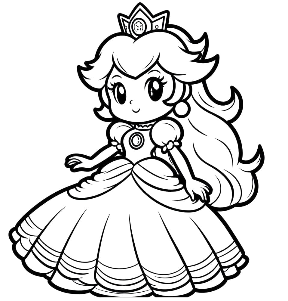 Desenho dePrincesa Peach Fofo para colorir