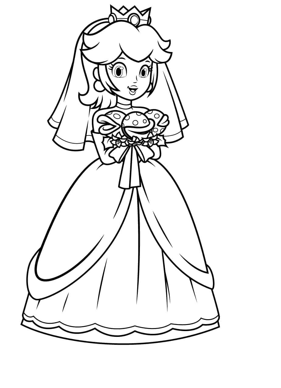 Desenho dePrincesa Peach Sorridente para colorir