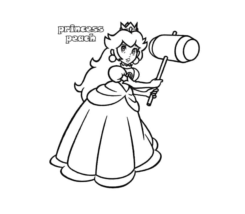 Desenho dePrincesa Peach com Martelo para colorir