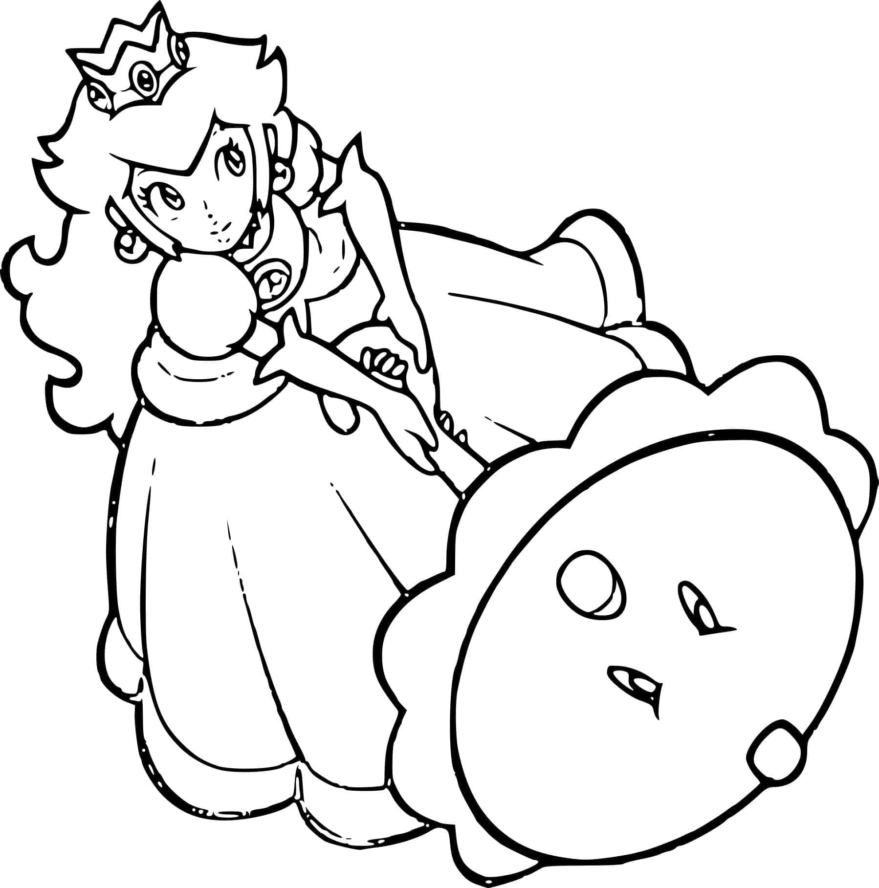 Desenho dePrincesa Peach e Guarda-chuva para colorir