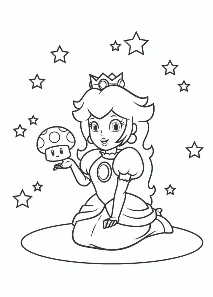 Desenho dePrincesa Peach muito Alegre para colorir