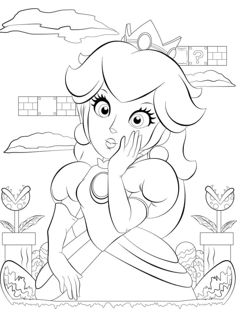 Desenho dePrincesa Peach muito Linda para colorir