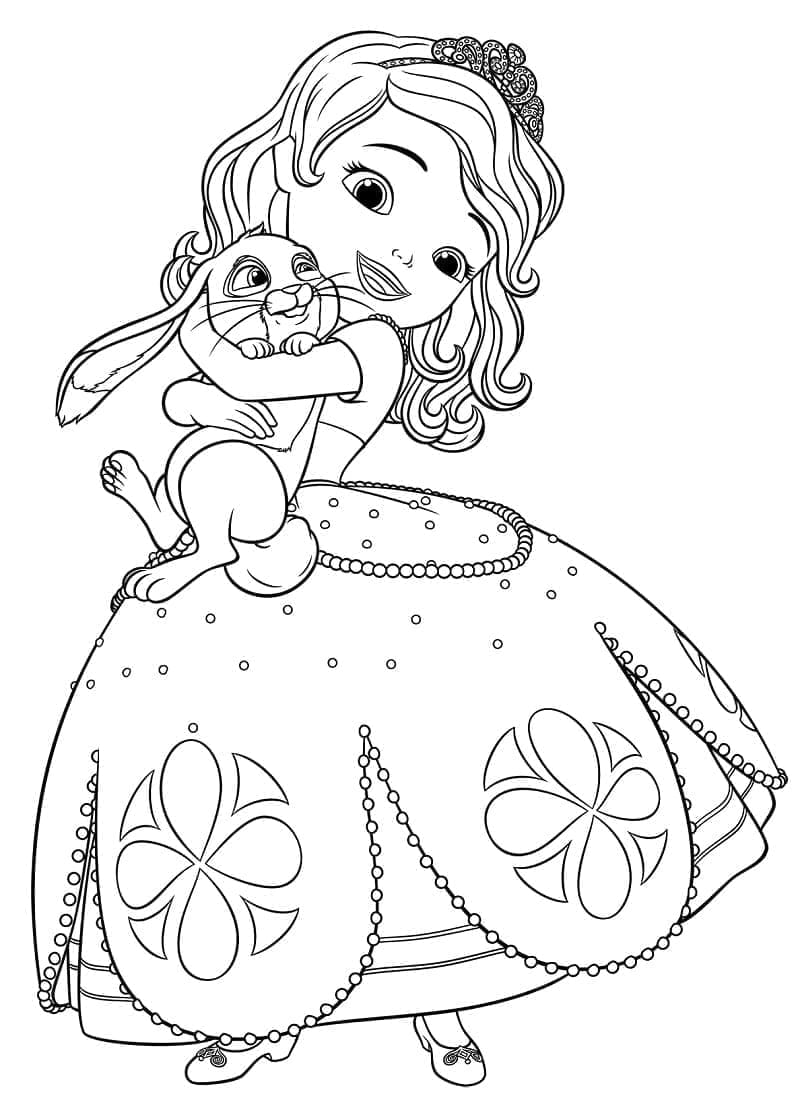 Desenho dePrincesa Sofia com Clover para colorir