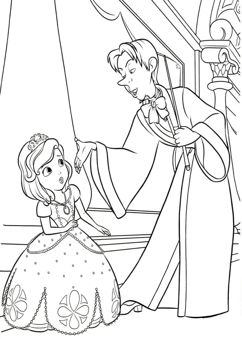 Desenho dePrincesa Sofia e Cedric para colorir