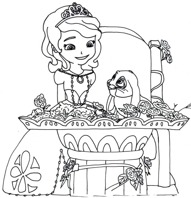 Desenho dePrincesa Sofia e Clover para colorir