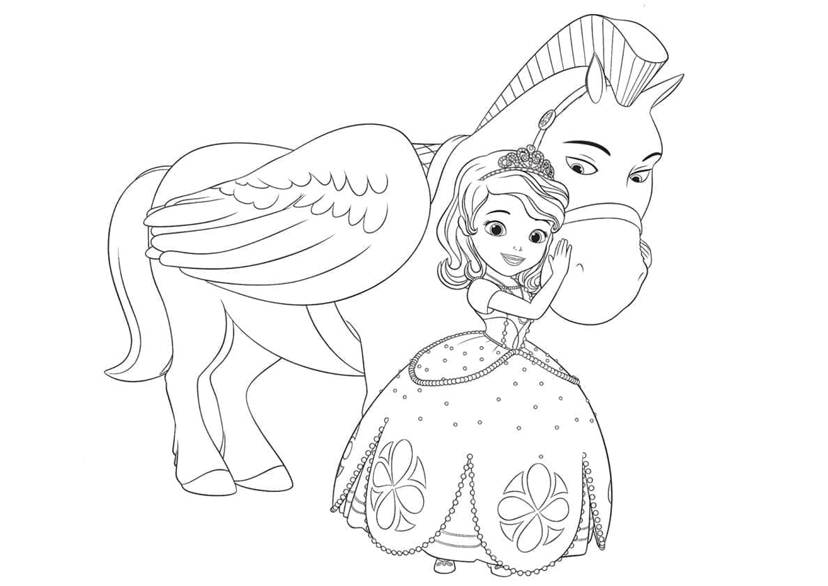 Desenho dePrincesa Sofia e Minimus para colorir