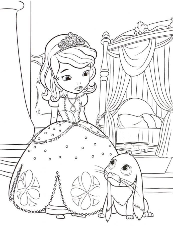 Desenho dePrincesinha Sofia e Clover para colorir