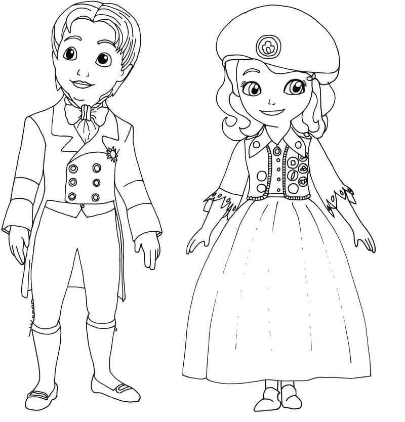 Desenho dePríncipe James e Princesa Sofia para colorir