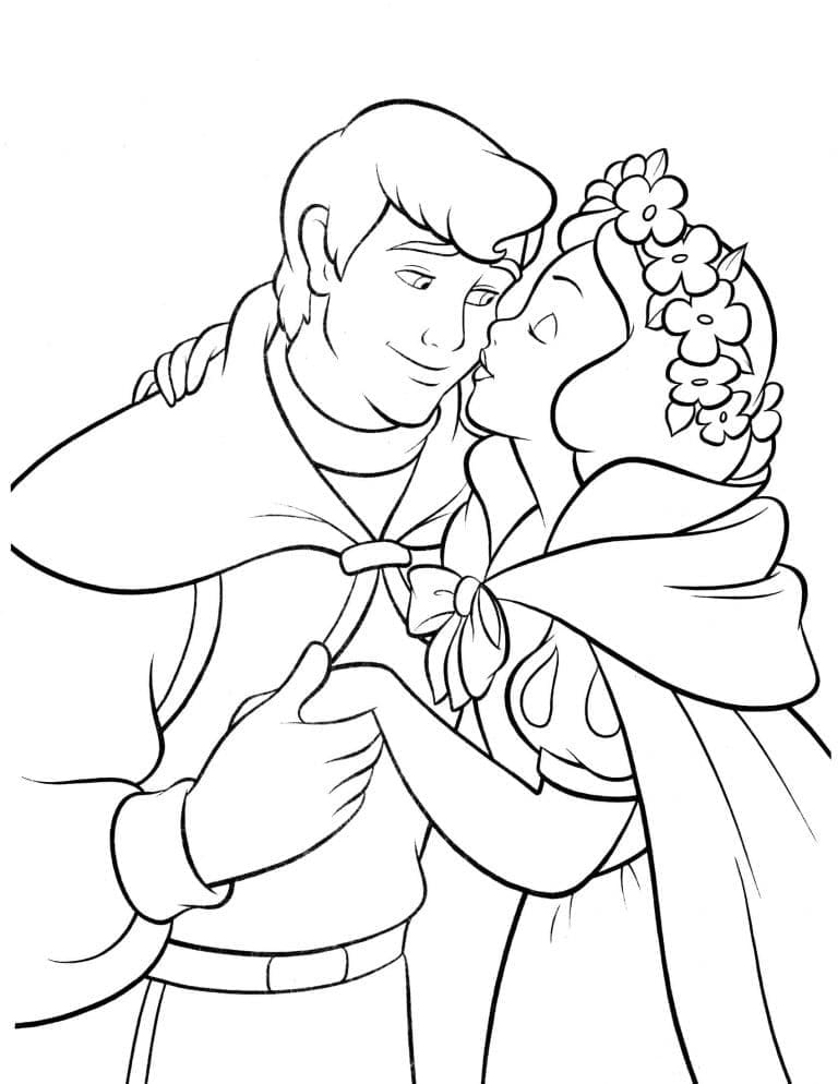 Desenho dePrincipe e Branca de Neve para colorir