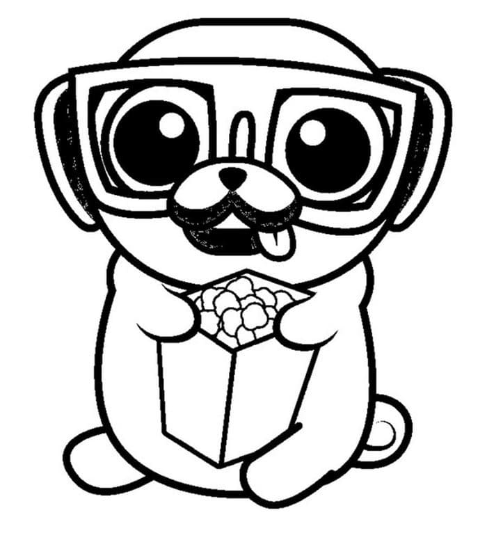 Desenho de Pug Kawaii para colorir