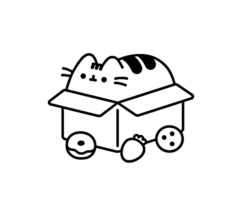 Desenho de Pusheen Na Caixa para colorir