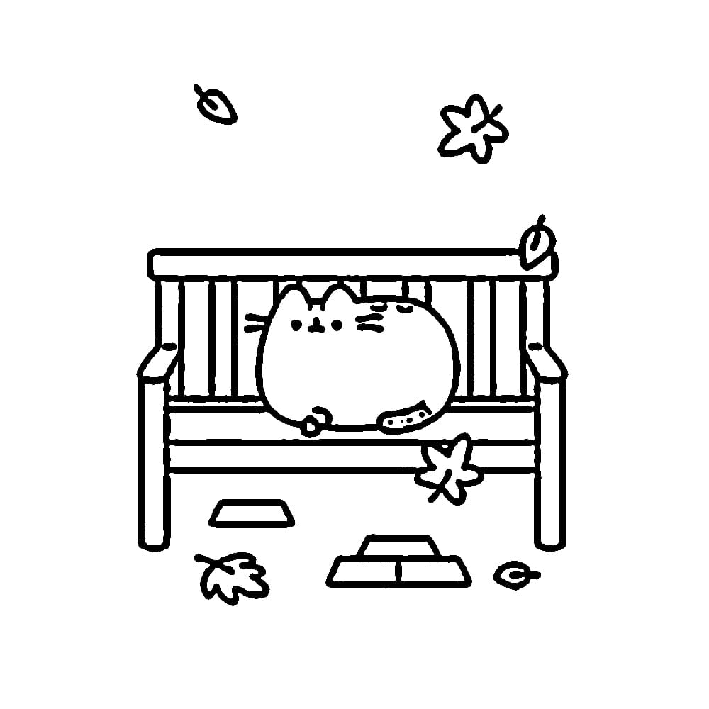 Desenho de Pusheen Sentou-se Na Cadeira para colorir