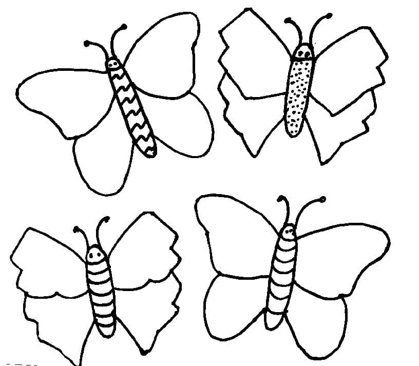 Desenho deQuatro Borboletas para colorir