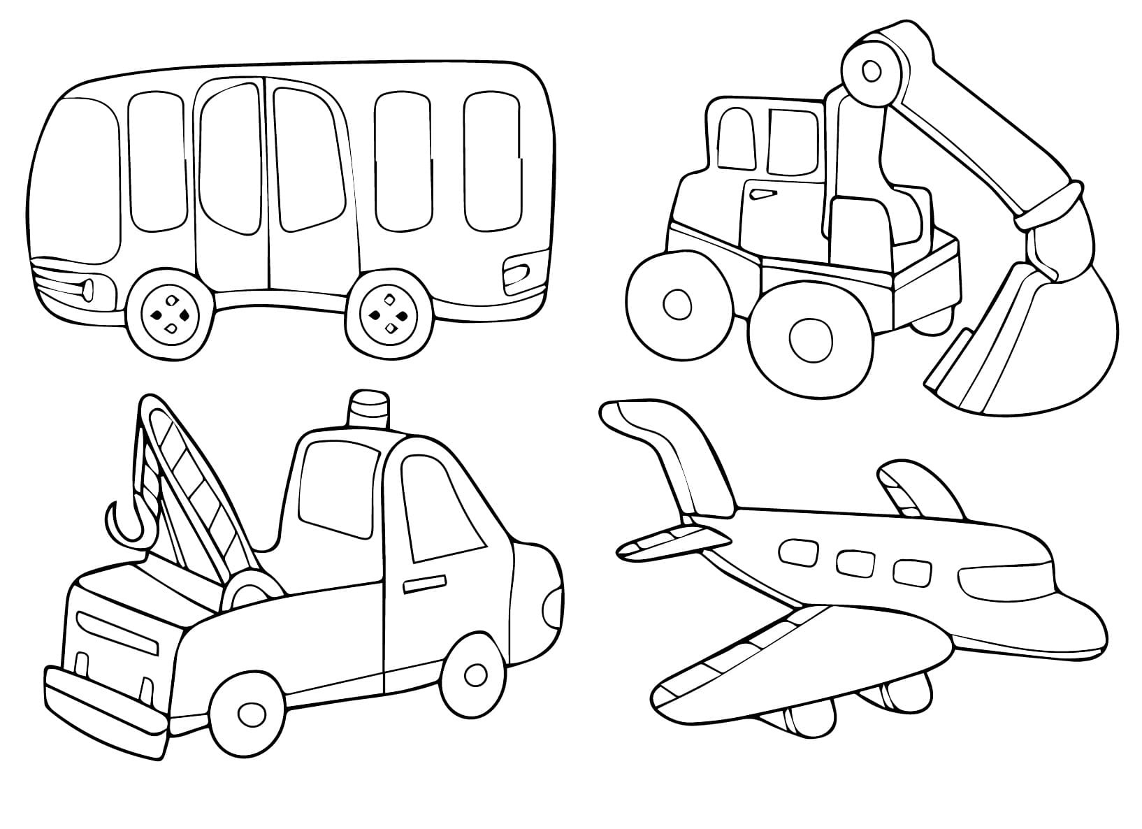 Desenho deQuatro Meios de Transporte para colorir