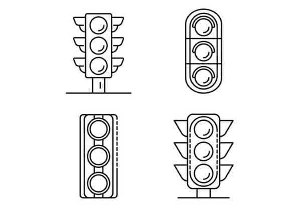 Desenho deQuatro Semáforos para colorir