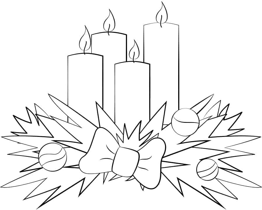 Desenho deQuatro Velas de Natal para colorir