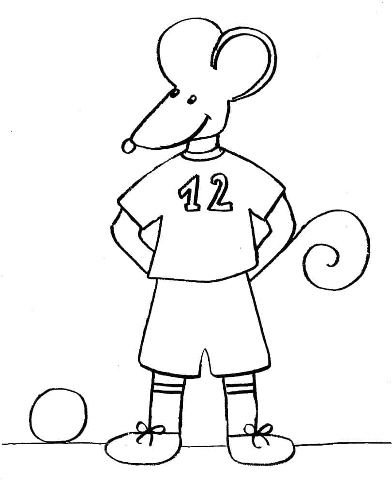 Desenho de Rato Joga Futebol para colorir