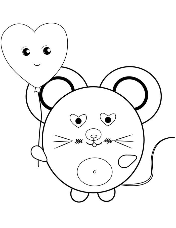 Desenho de Rato Kawaii para colorir