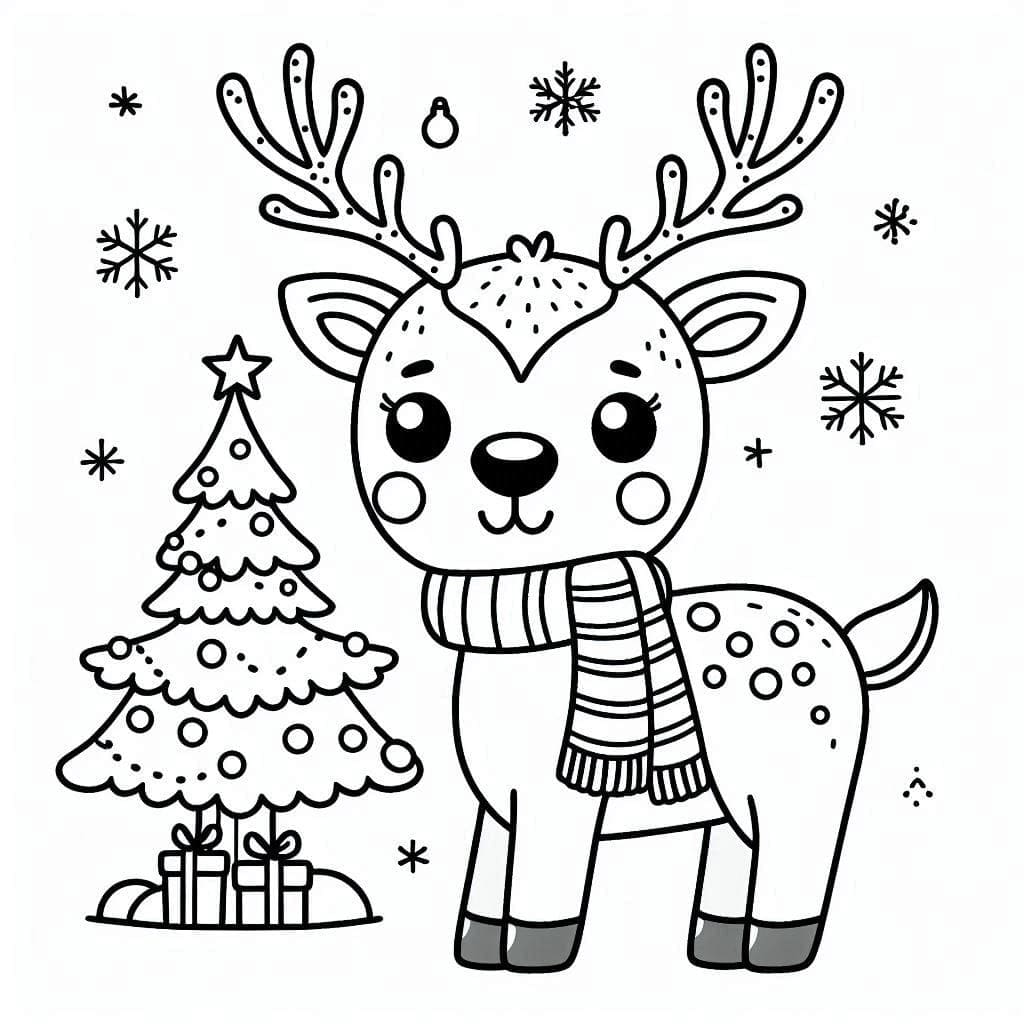 Desenhos de Rena de Natal para colorir