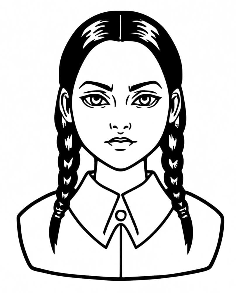 Desenho deRetrato de Wandinha Addams para colorir