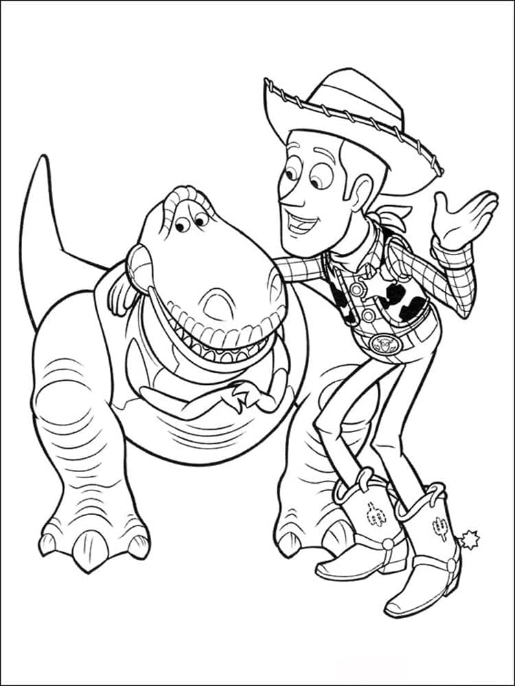 Desenho deRex e Woody de Toy Story para colorir